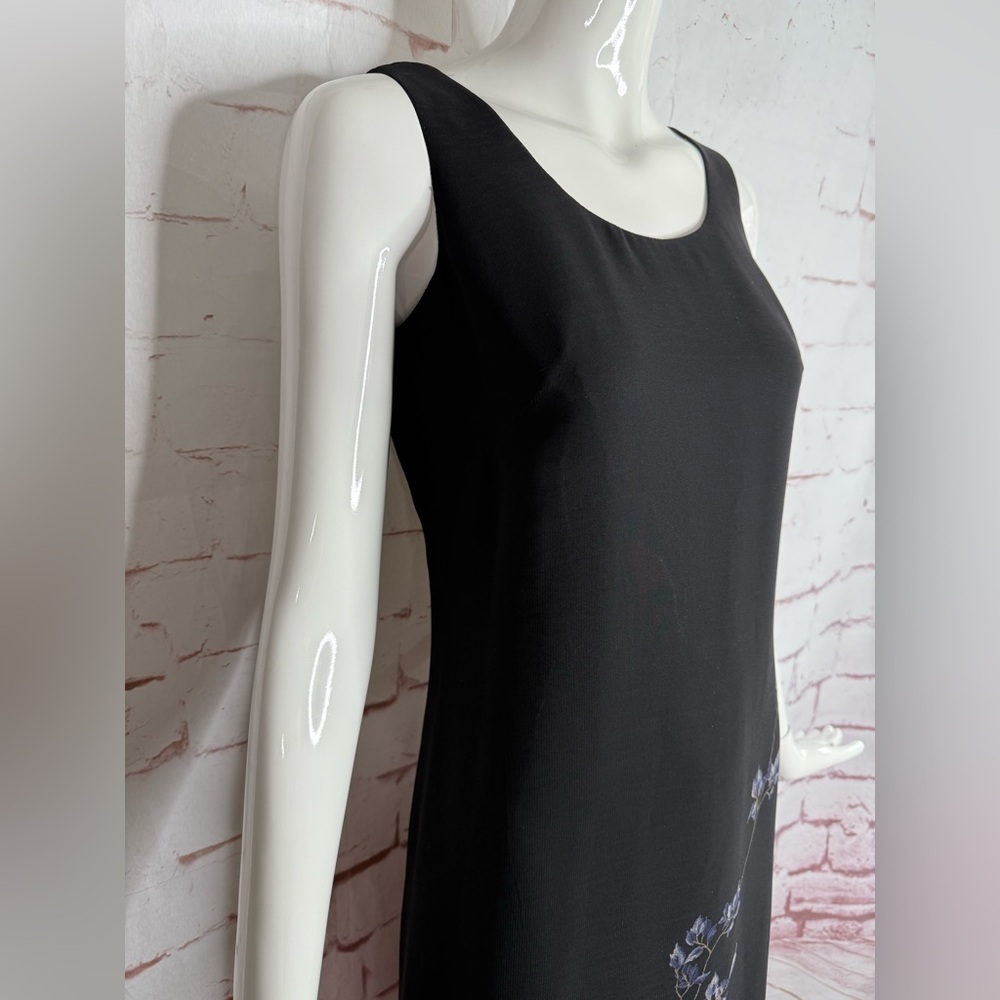 DONNA RICCO New York 2 PETITE Floral design on Black lined sheath maxi dress 2P - Picture 2 of 12